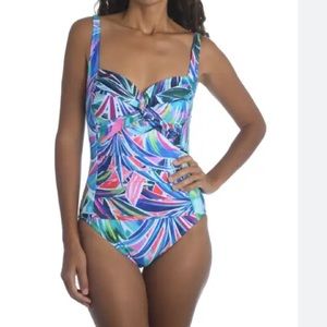 La Blanca "Palm Opulence leaf-print one-piece swimsuit  Size 12